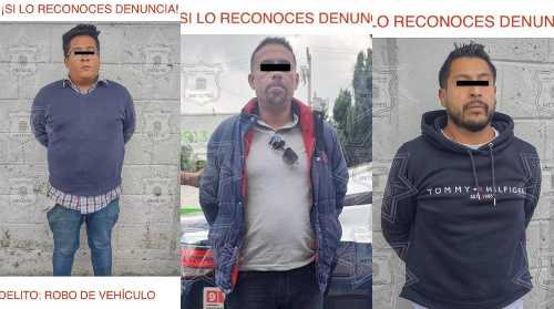 Atrapan en Metepec, a tres ladrones con auto robado